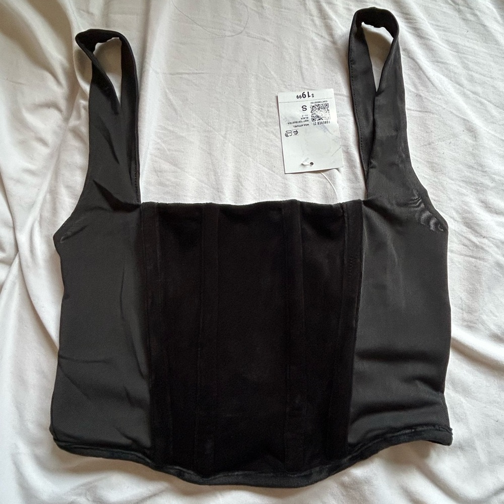 Black Sleeveless Crop Top Corset